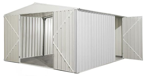 Casetta Box da Giardino in Lamiera di Acciaio Porta Utensili 360x430x210 cm Enaudi Bianca