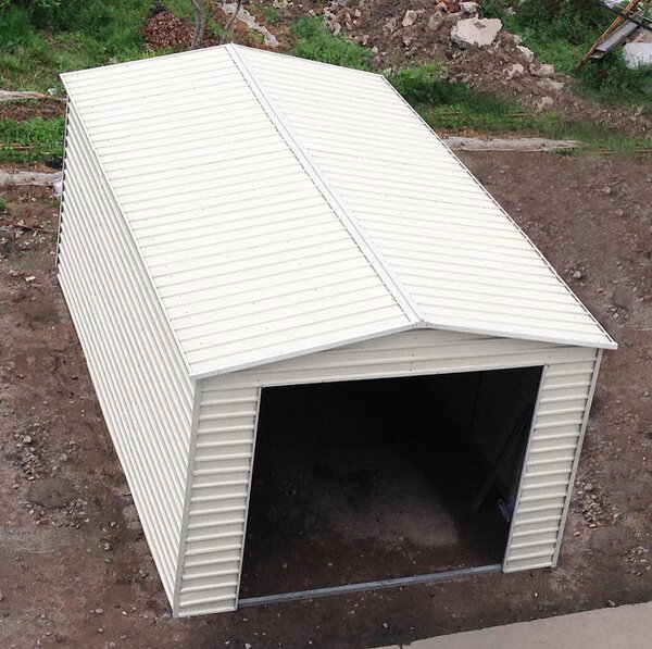 Capannone Box con Saracinesca in Lamiera Bianca per Deposito Attrezzi 370x790x280cm Enaudi