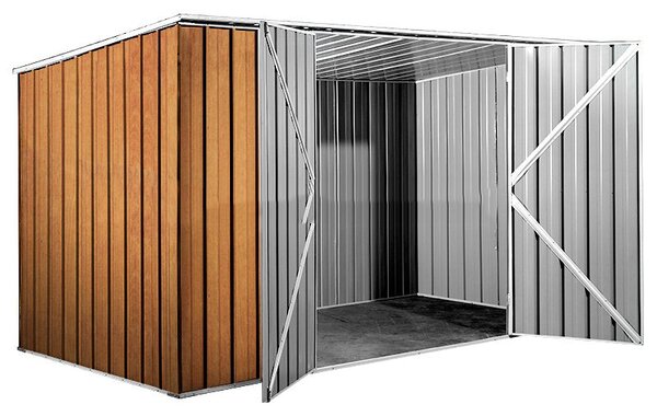 Casetta Box da Giardino in Lamiera di Acciaio Porta Utensili 345x186x192 cm Enaudi Legno