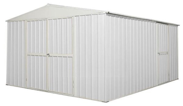 Casetta Box da Giardino in Lamiera di Acciaio Porta Utensili 360x430x210 cm Enaudi Bianca
