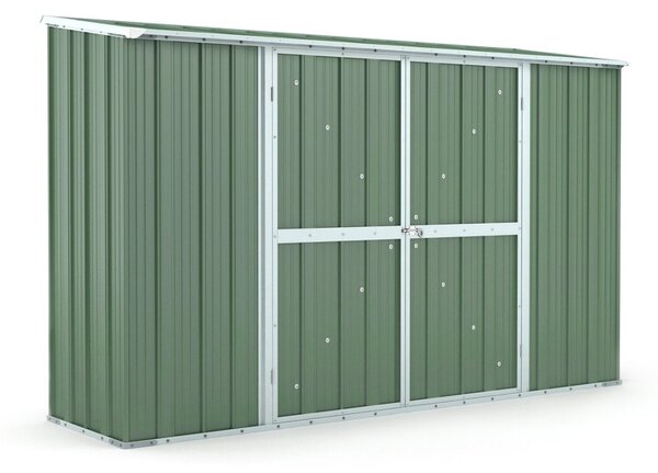 Casetta Box da Giardino in Lamiera di Acciaio Porta Utensili 307x100x192 cm Enaudi Verde