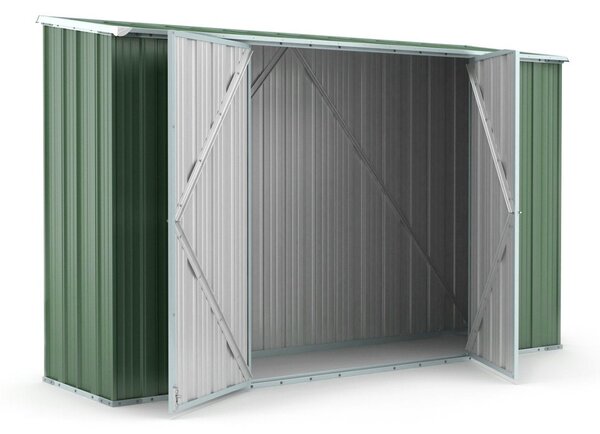 Casetta Box da Giardino in Lamiera di Acciaio Porta Utensili 307x100x192 cm Enaudi Verde