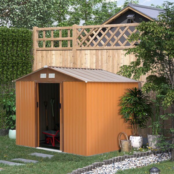 Casetta Box da Giardino in Lamiera Ocra 277x191x192 cm