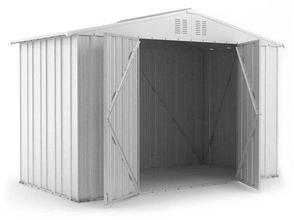 Casetta Box da Giardino in Lamiera di Acciaio Porta Utensili 327x155x217 cm Enaudi Bianco