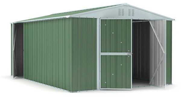 Casetta Box da Giardino in Lamiera di Acciaio Porta Utensili 327x459x217 cm Enaudi Verde