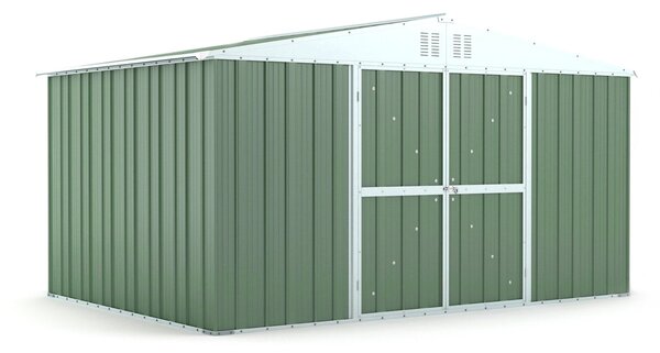 Casetta Box da Giardino in Lamiera di Acciaio Porta Utensili 403x269x217 cm Enaudi Verde