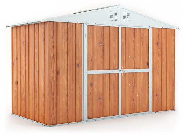 Casetta Box da Giardino in Lamiera di Acciaio Porta Utensili 327x155x217 cm Enaudi Legno