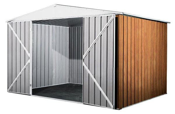 Casetta Box da Giardino in Lamiera di Acciaio Porta Utensili 360x175x215 cm Enaudi Legno