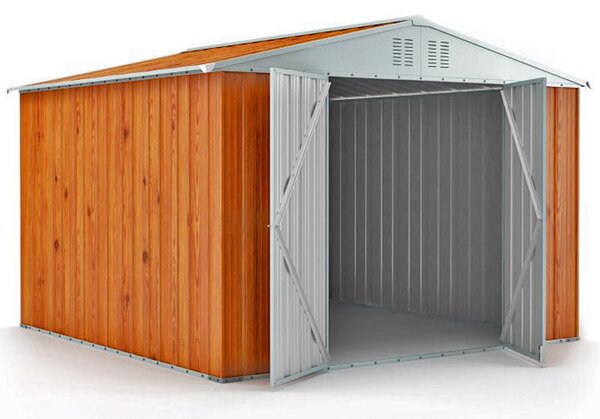 Casetta Box da Giardino in Lamiera di Acciaio Porta Utensili 327x269x217 cm Enaudi Legno