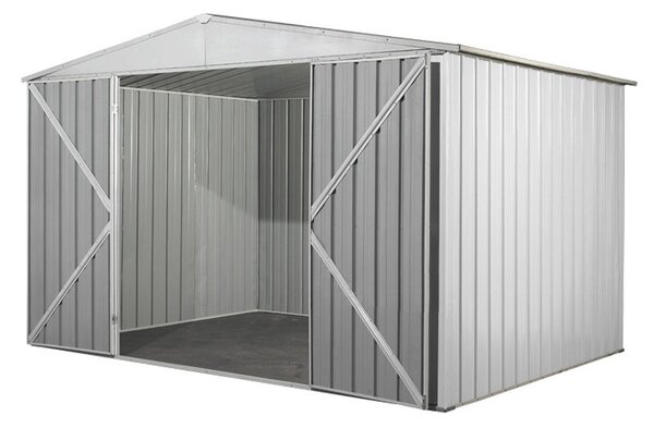 Casetta Box da Giardino in Lamiera di Acciaio Porta Utensili 360x175x215 cm Enaudi Bianco