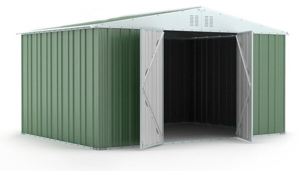 Casetta Box da Giardino in Lamiera di Acciaio Porta Utensili 403x269x217 cm Enaudi Verde