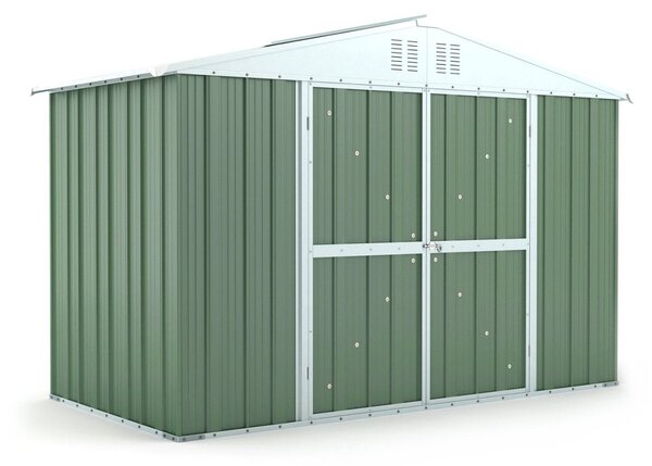 Casetta Box da Giardino in Lamiera di Acciaio Porta Utensili 327x155x217 cm Enaudi Verde
