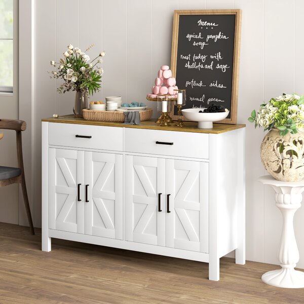 Credenza Moderna HOMCOM Con 4 Ante - Mobile Salotto Bianco E Oro - Foto 10