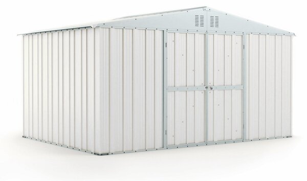 Casetta Box da Giardino in Lamiera di Acciaio Porta Utensili 403x269x217 cm Enaudi Bianco
