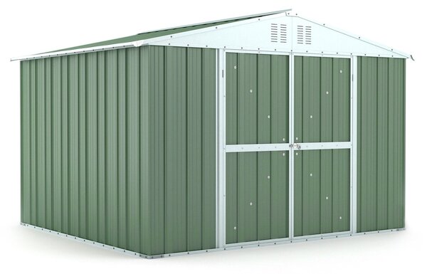 Casetta Box da Giardino in Lamiera di Acciaio Porta Utensili 327x269x217 cm Enaudi Verde
