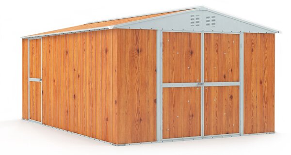 Casetta Box da Giardino in Lamiera di Acciaio Porta Utensili 327x459x217 cm Enaudi Legno