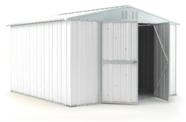 Casetta Box da Giardino in Lamiera di Acciaio Porta Utensili 327x307x217 cm Enaudi Bianco