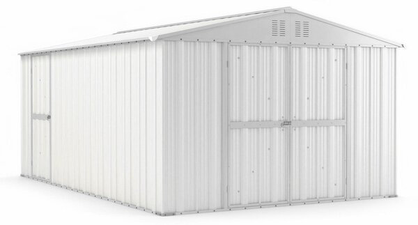 Casetta Box da Giardino in Lamiera di Acciaio Porta Utensili 327x459x217 cm Enaudi Bianco