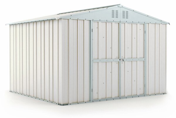 Casetta Box da Giardino in Lamiera di Acciaio Porta Utensili 327x269x217 cm Enaudi Bianco