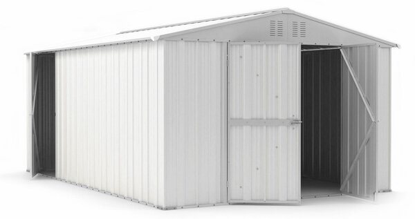 Casetta Box da Giardino in Lamiera di Acciaio Porta Utensili 327x459x217 cm Enaudi Bianco