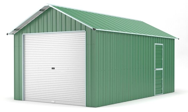 Casetta Box da Giardino in Lamiera di Acciaio 360x608x307 cm Verde