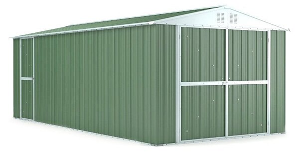 Casetta Box da Giardino in Lamiera di Acciaio Porta Utensili 327x611x235 cm Enaudi Verde