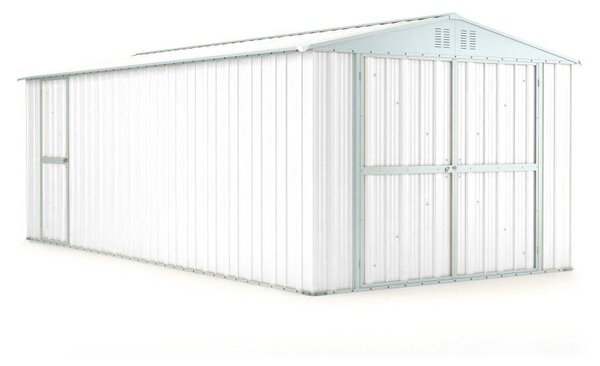 Casetta Box da Giardino in Lamiera di Acciaio Porta Utensili 327x611x235 cm Enaudi Bianco