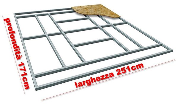Base Supporto Pavimento per Casetta in Lamiera 251x171 cm Floor L
