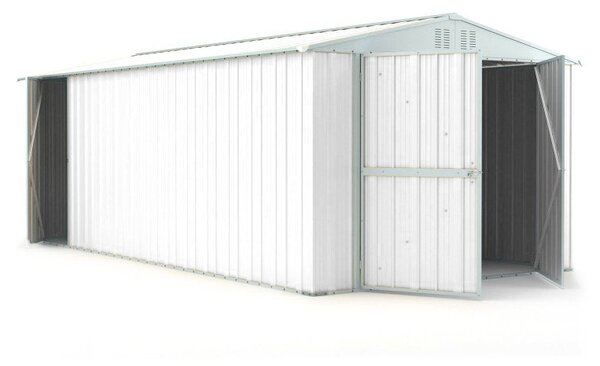 Casetta Box da Giardino in Lamiera di Acciaio Porta Utensili 327x611x235 cm Enaudi Bianco