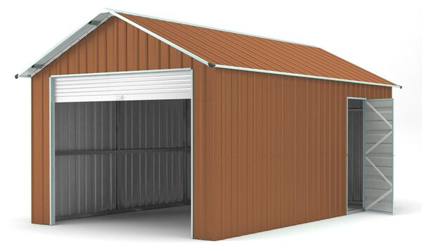 Casetta Box da Giardino in Lamiera di Acciaio 360x608x307 cm Legno