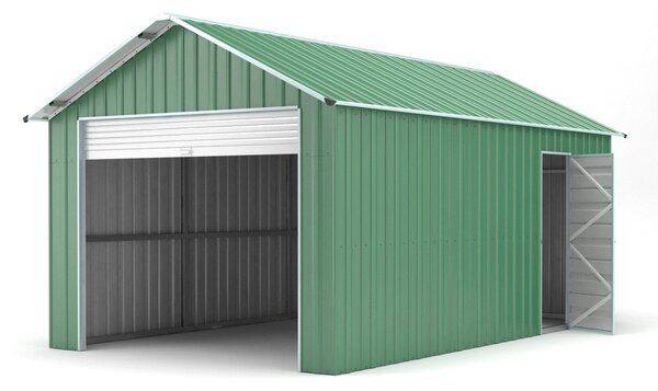 Casetta Box da Giardino in Lamiera di Acciaio 360x608x307 cm Verde