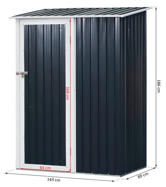 Casetta Box da Giardino in Lamiera per Deposito Attrezzi 143x89x186 cm Raw Grigio