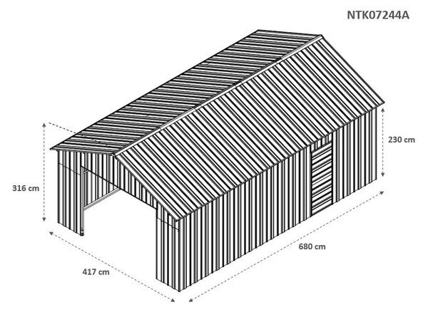 Casetta Box da Giardino in Lamiera di Acciaio 438x721x324 cm Legno