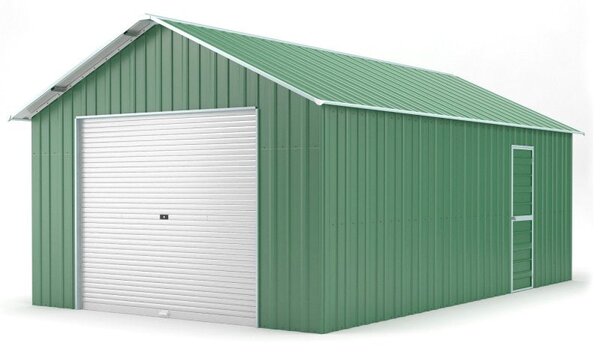 Casetta Box da Giardino in Lamiera di Acciaio 438x721x324 cm Verde