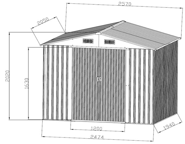 Casetta Box Da Giardino 191x213x195h cm in Lamiera Per Deposito Attrezzi Verde