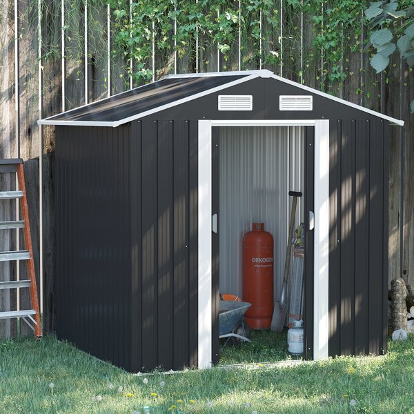 Casetta Box da Giardino Porta Utensili 200x150x190 cm in Acciaio Zincato Nero