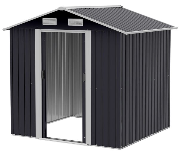 Casetta Box da Giardino Porta Utensili 200x150x190 cm in Acciaio Zincato Nero