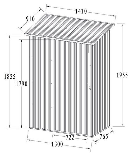Casetta Box da Giardino in Lamiera Grigio per Deposito Attrezzi 130X77X196 Cm Bertozzi