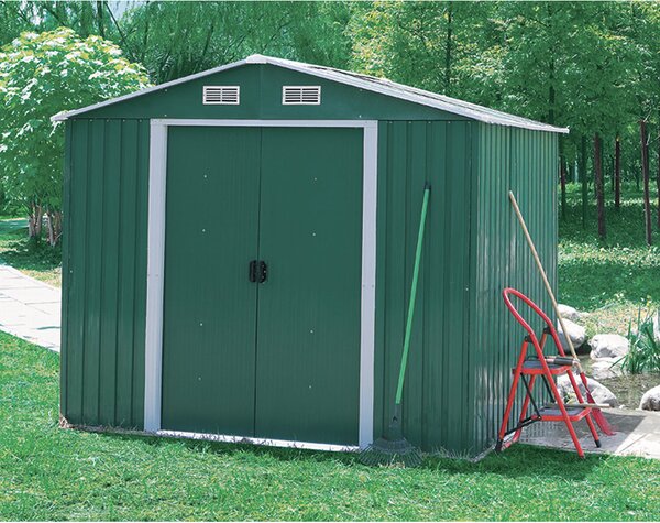 Casetta Box Da Giardino 191x213x195h cm in Lamiera Per Deposito Attrezzi Verde
