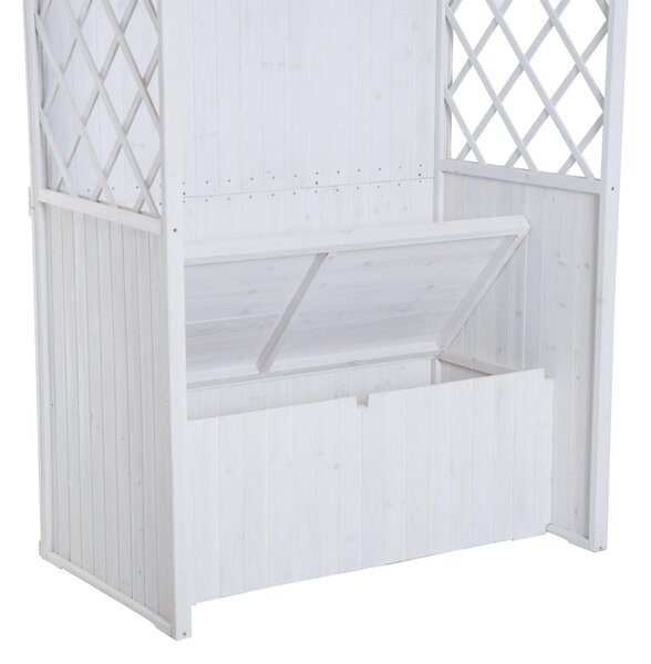 Casetta Box da Giardino in Legno Bianco 141x76x225 cm
