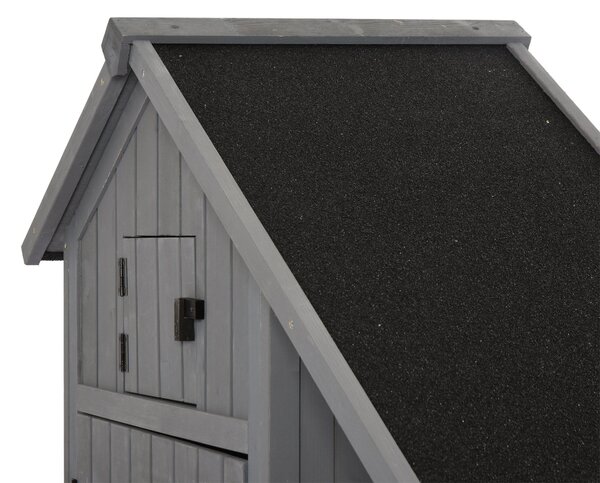 Casetta Box da Giardino 129x51,5x180 cm con Legnaia in Legno Grigio