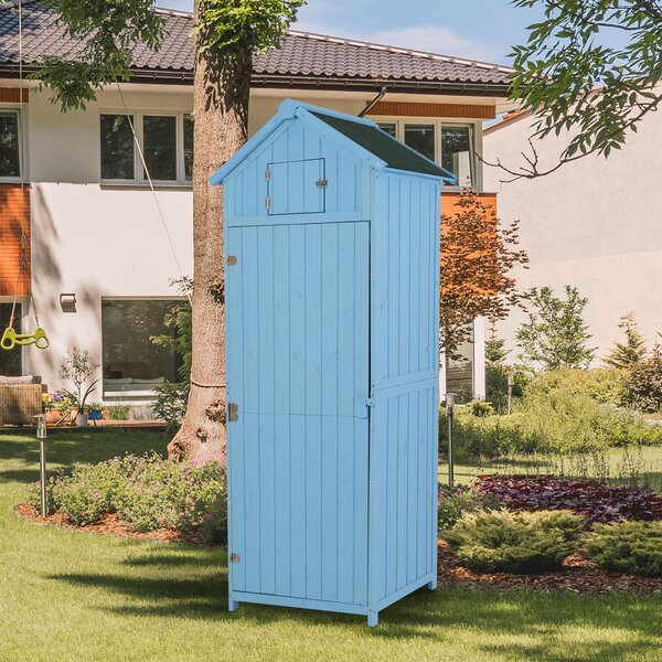 Casetta Box da Giardino in Legno Azzurro 77x54.2 cm