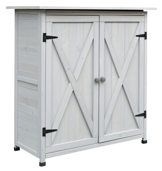 Casetta Box da Giardino Porta Utensili 110x55x117 cm in Legno di Abete Impermeabile Grigio