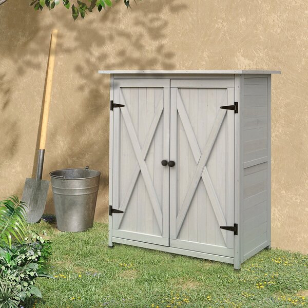 Casetta Box da Giardino Porta Utensili 110x55x117 cm in Legno di Abete Impermeabile Grigio