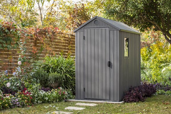 Casetta da Giardino Porta Attrezzi 125,8x184,5x205,1 cm in Resina Keter Darwin 4x6 Grigia