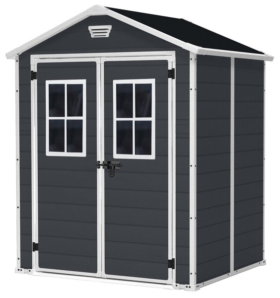 Casetta da Giardino Porta Attrezzi 185x152x226 cmin Resina Effetto Legno Keter Manor 6x5 Nero