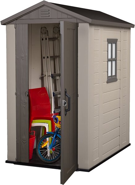 Casetta da Giardino Porta Attrezzi 129,5x216,5x188,5 cm in Resina Keter Factor 4x6 Beige