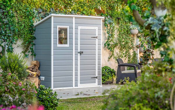 Casetta da Giardino Porta Attrezzi 183,5x111x200,5 cmin Resina Effetto Legno Keter Manor Pent 6x4 Grigia