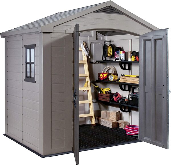 Casetta da Giardino Porta Attrezzi 256,5x182x243 cmin Resina Keter Factor 8x6 Beige