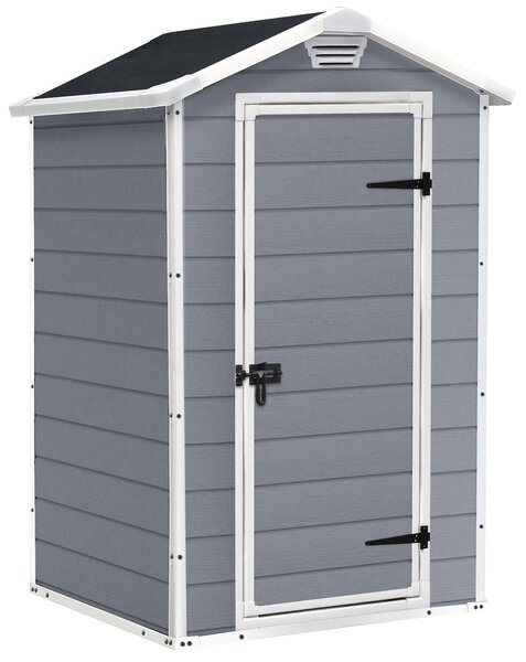 Casetta da Giardino Porta Attrezzi 129x103x196 cmin Resina Effetto Legno Keter Manor 4x3 Grigia